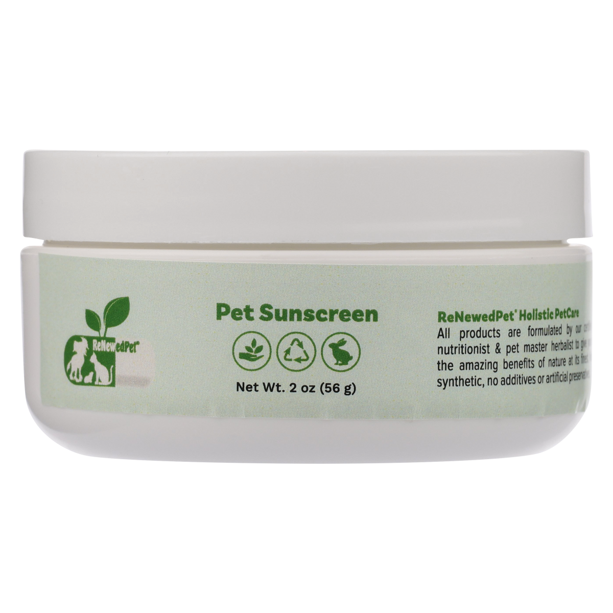 ReNewedPet natural organic pet sunscreen for sensitive skin, safe for cats and dogs, chemical-free sun protection