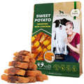 Sweet Potato and Chicken Chews grain-free dog treats wrapped in real chicken meat for healthy chewing and dental care
