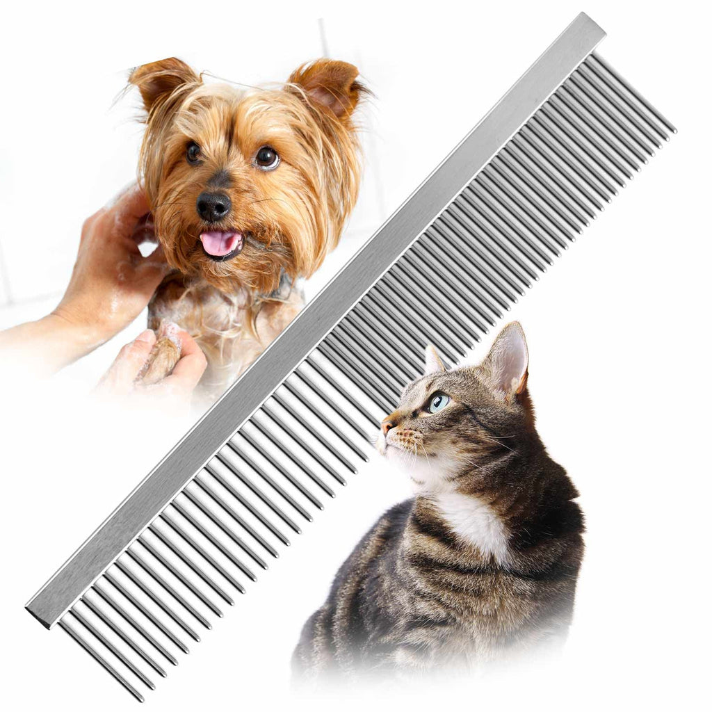 Jeffers Flat Back Pet Grooming Combs chrome-plated steel dual teeth design for pet grooming