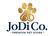 JoDiCo. Premium Pet Store logo featuring a gold paw print with a dog and cat silhouette, above dark navy blue text on a white background.