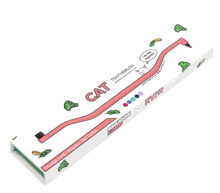 Pet Toothpaste/Gum Cleanser in a slim white and pink box, with CAT and toothbrush graphics and green herb illustrations